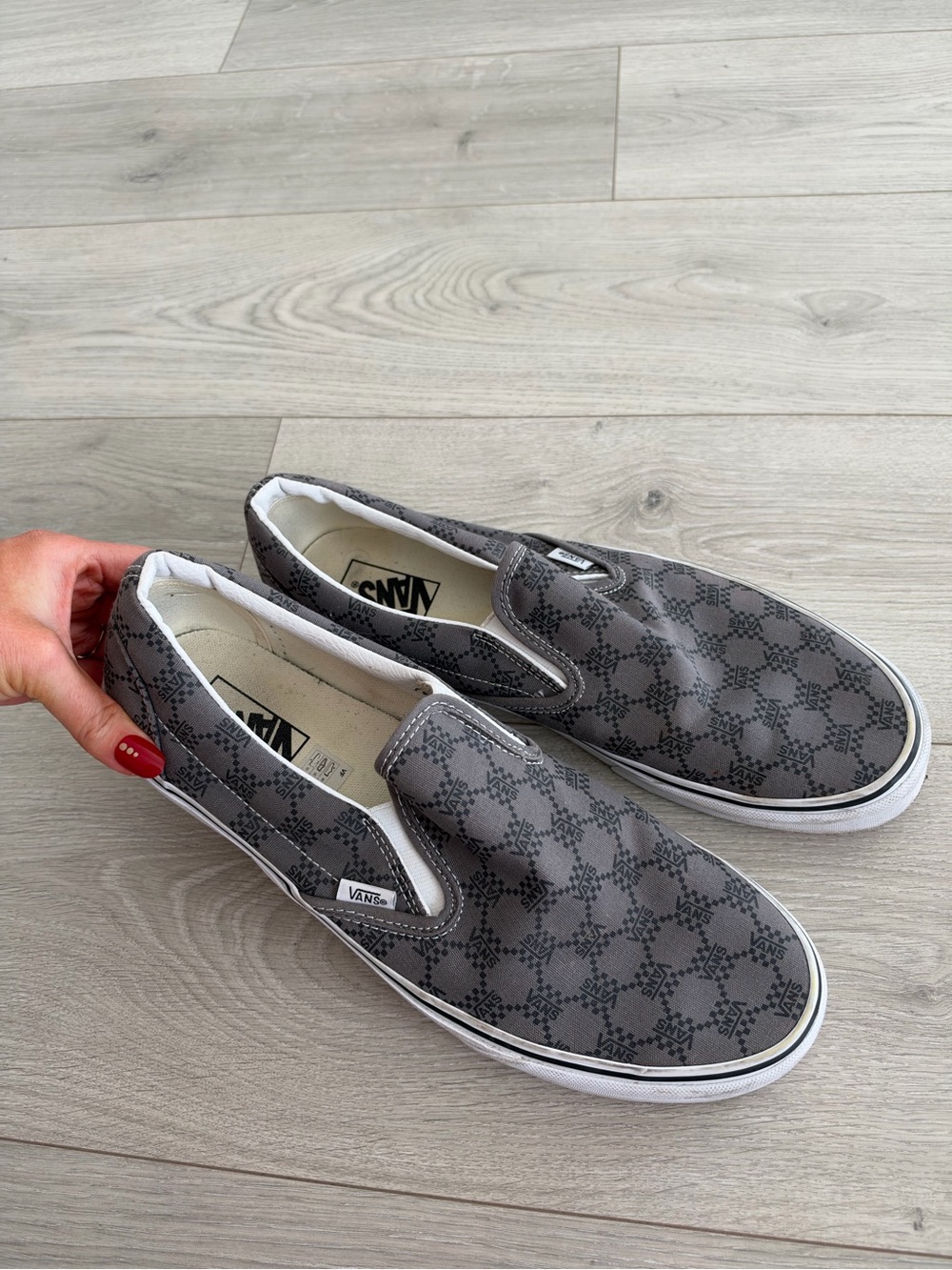 Vans Slip-On Loafers in Gray Checker Pattern